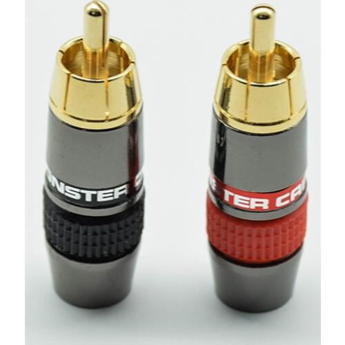 2PCS/1pair red black RCA Gold Plated Pure Copper Zinc Alloy Monster Banana Plug Connector Audio Power Speaker Plugs Connector