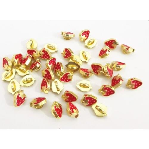 20pcs 4.5x6mm Metal Tiny Red Strawberry Shank Buttons DIY Handmade Sewing Doll Clothing Button Scrapbooking