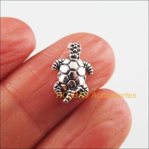 35 New Tortoise Charms Tibetan Silver Color Animal Spacer Beads 8.5x13mm
