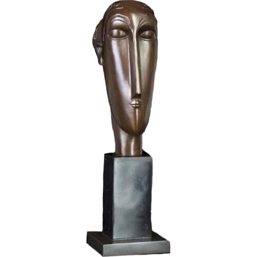 ArtsHom DS-734 Abstract Man Head Statue Bronze Sculpture Hot Casting Bronze Man Bust Figurines Metal Art For Collection