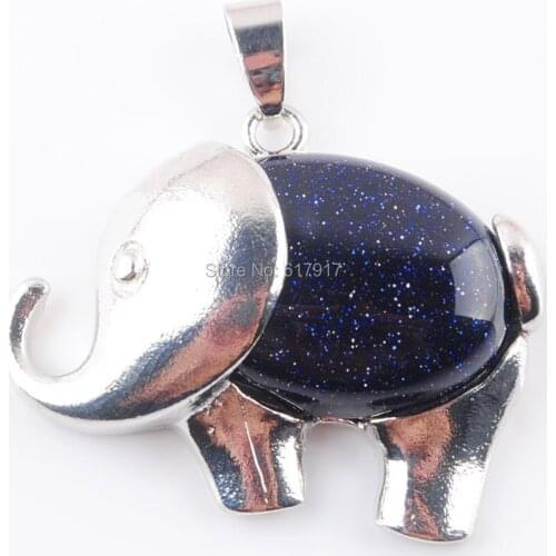 Free Shipping Natural Blue Sand Gem Stone Energy Cute Elephant Pendants for Child Jewelry Chakra TN3614