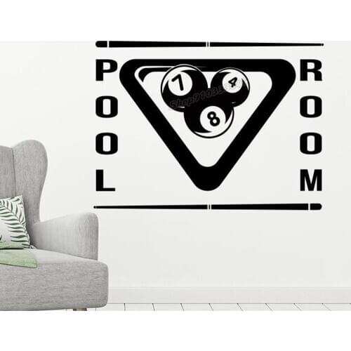 Pool Room Billiards Wall Decal Vinyl Billiards Club Wall Sticker Snooker Home Office Sport Game Sticker Art Wall Decor B424