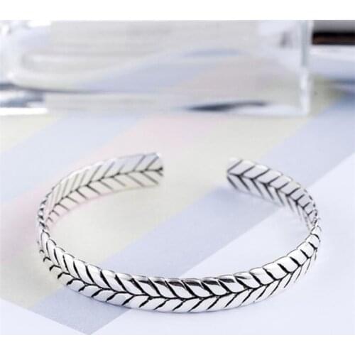 Season Gate 925 Sterling Silver Fashion Snake Branch Woven Retro Personality Adjustable Size Open Bracelets for Women Girl SB055