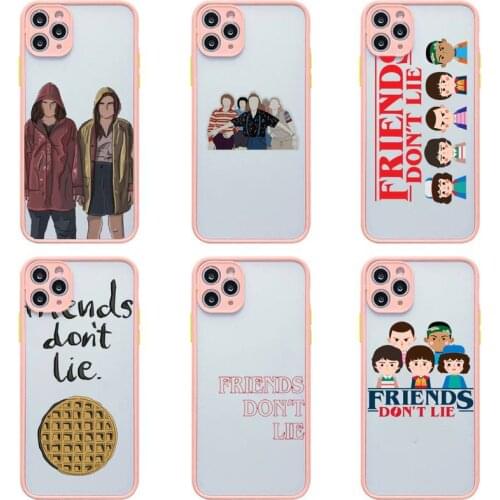 TV Stranger Things Friends Do Not Lie Phone Case Pink Transparent Matte For IPhone 7 8 11 12 S Mini Pro X XS XR Plus Cover Shell