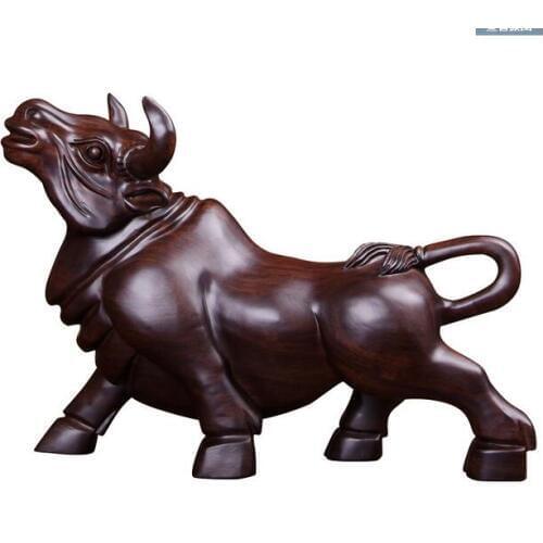 Black sandalwood OX Ebony carved cow furnishings Wall Street soaring bull Ebony Wood furnishings rosewood Handmade sculpture