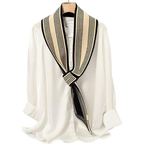 Design Brand Winter Knitted Scarf Women Leopard Shawl Wraps Striped Neck Tie Double-Sided Neckchief Snood Warm Bufandas Mujer