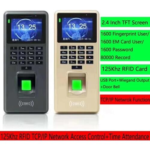 2.4 inch TCP/IP USB 125Khz RFID Electronic Time Clock Attendance Machine Biometric Fingerprint Access Control System