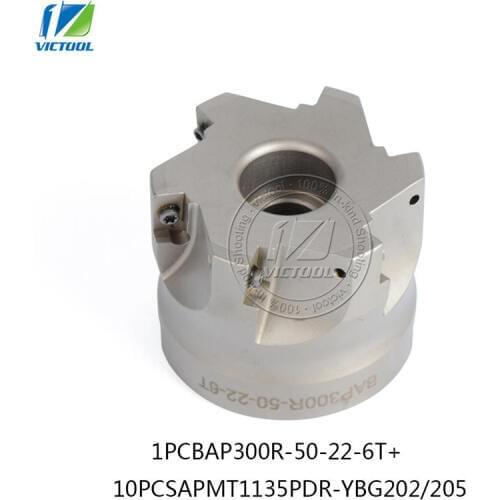 BAP300R*50*22*6T 90 Degree Right Angle Shoulder Face Mill Head Milling Cutter,milling cutter tools, Insert APMT1135PDRYBG202/205
