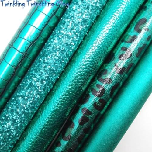 GREEN Chunky Glitter Canvas Sheet, 8"x11" Glitter Sheets, Dots Plaids Litchi Faux Leather Sheet, Hair Bow & Earring Fabric XM035