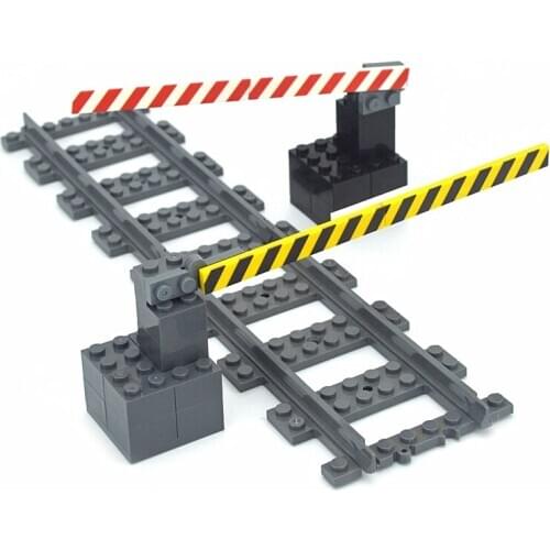 Bricks City mini signs signal lamps Model Train Track Rail Traffic Boom Barrier Gate Road traffic lights Building Block for kids