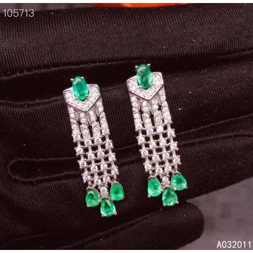 KJJEAXCMY fine jewelry natural Emerald 925 sterling silver luxury girl new gemstone earrings Earbob support test