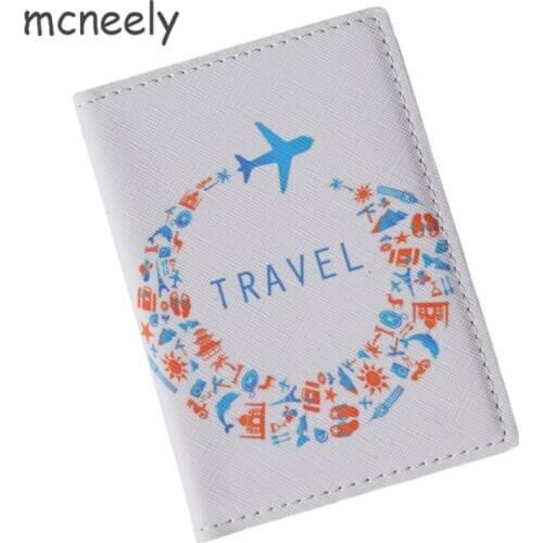 Classic Aircraft Travel Passport Holder ID Card Holder Passport Cover White Leather Men/Women Bank Credit Card Holder Ticket