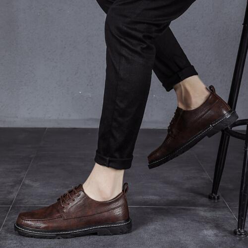 Genuine Leather Fashion Men Business Dress Shoes High Quality Loafers Black Shoes Flats Breathable Formal Wedding Party Shoes