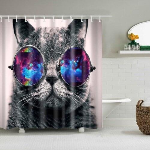 Cool cats Shower Curtain Washable Eco-friendly Waterproof Curtain For bathroom With Plastic Hook TZ160741