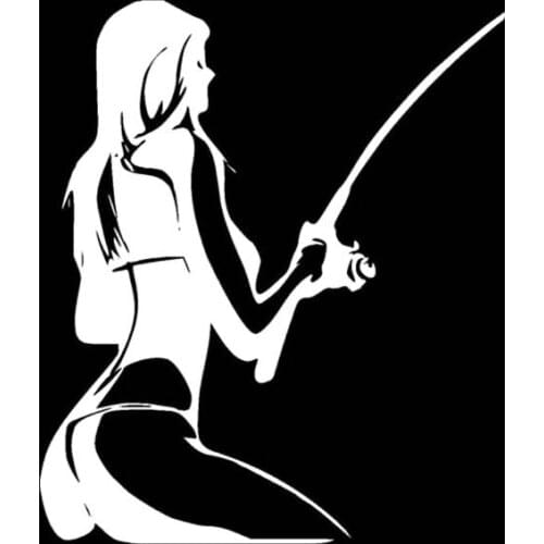 HOT BABE FISHING Personality Vinyl High-quality Decor Decals Car Sticker Cover Scratches Waterproof Accessories Black Silver