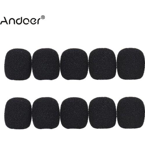 Andoer Mini Lapel Headset Microphone Windscreen Mic Foam Cover for 6mm-8mm Microphone Black 10-Pack