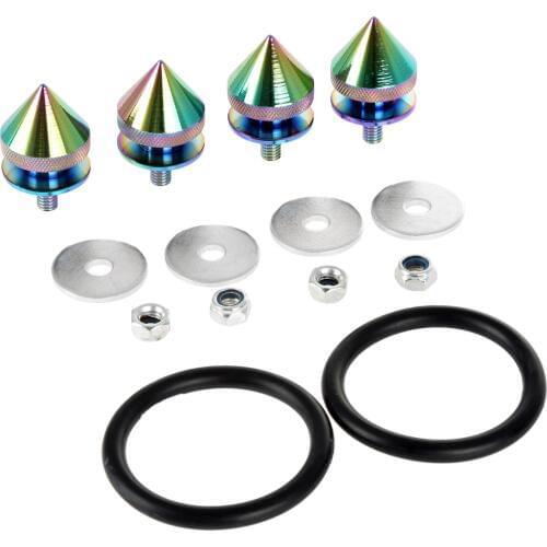 Nero Chrome SPIKE Universal JDM Aluminum Quick Release Fasteners Kit Washer Nut FOR BUMPER & TRUNK HATCH ENGINE BAY DRESS UP KIT