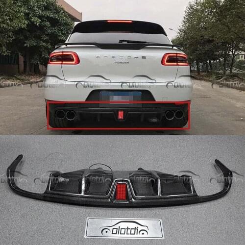OLOTDI Car Styling Carbon Fiber Rear Diffuser Bumper Lip Spoiler Splitter With LED Light for Porsche MACAN LED Style Car Tuning
