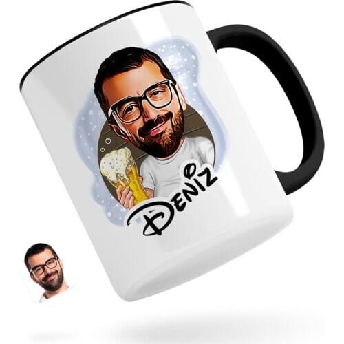 Personalized Men 'S Caricature Of Black Mug Bardak-51