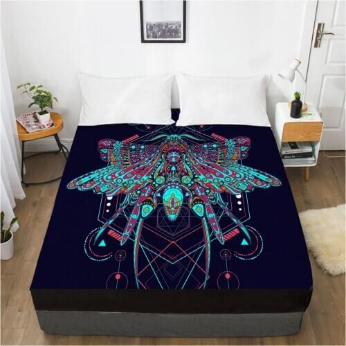 3D Fitted Sheet Animal Dark Design Bed Mattress Fitted Cover Custom Bed Linens Sheets Bedsheet 200x220 Black Bedding