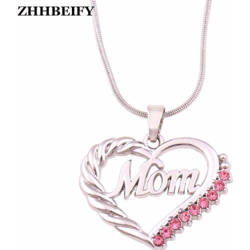 Drop shipping Mothers Day MOM Word Engraved Heart Great maternal Love Pendant Necklace Gift For Mom