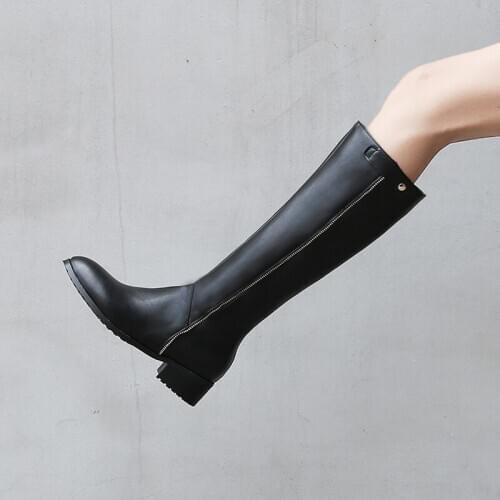 Chivalrous boots, womens leather boots, thick heels, high boots, sizes, womens shoes, winter 41-43 British style boots, women