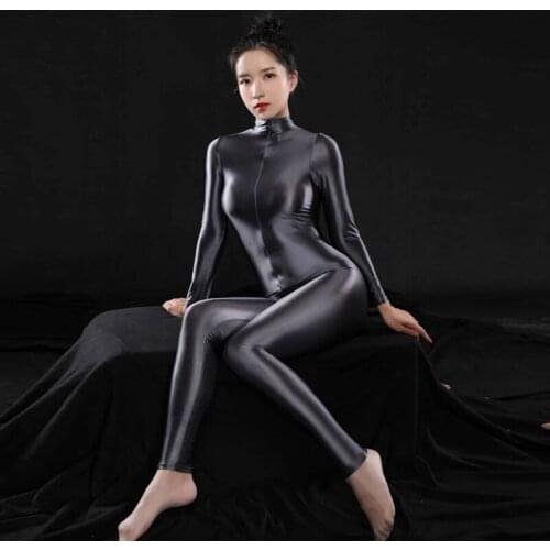Sexy Full Body Bodysuit High Elastic Cosplay Clubwear Smooth Pants Oil Glossy Sexy Tight Shaping Bondage For Women/Men/Gay