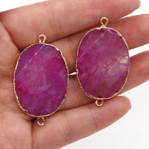 Natural Stone Agates Connector Charms Necklace Bracelet Accessories DIY for Fashion Jewelry Making 25x40mm