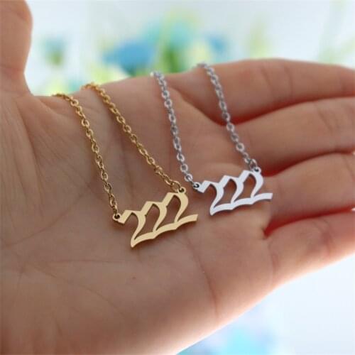 Old English 222 Number Necklace Gold Silver Color Chain Collier Vintage Jewelry 555 666 Angel Number Pendant Necklaces For Women