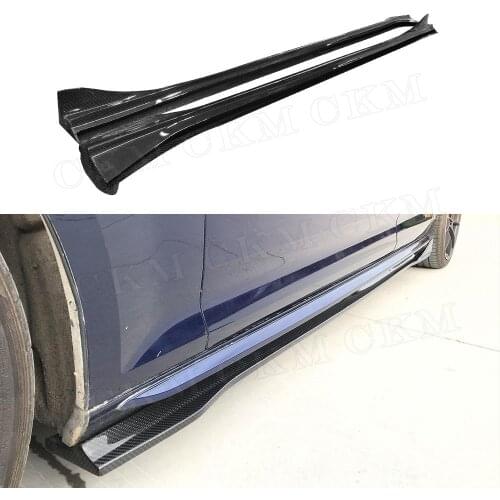 Dry Carbon Fiber Side Skirts Aprons For Audi A4 Sline Sport S4 Sedan B10 2019 2020 FRP Door Bumper Lip Protector Car Styling