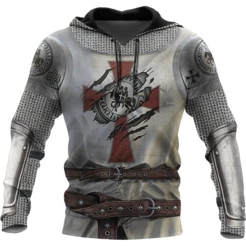 3D Printed Knight Medieval Armor Men hoodies Knights Templar Harajuku Fashion hooded Sweatshirt Unisex Casual jacket Hoodie QS44