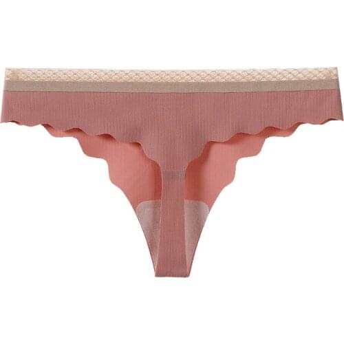 Women Sports Thong Panties Traceless Girl Invisible Underwear Antibacterial Crotch Sexy High Grade Silk for Pure Cotton 174