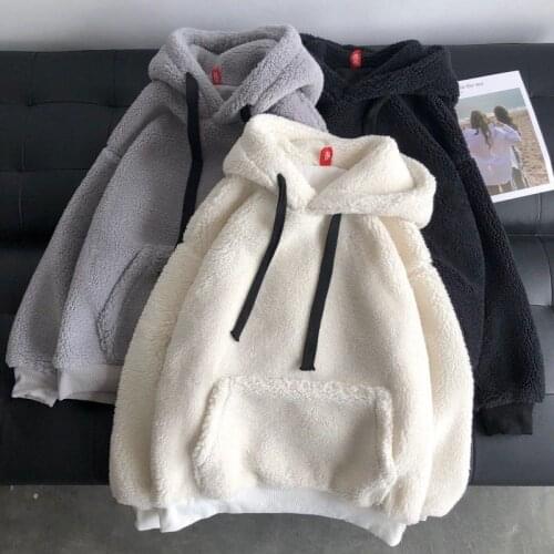 Oversize Lamb velvet winter clothes women sweatshirt Korean style plus velvet hooded loose tops long sleeve harajuku hoodie