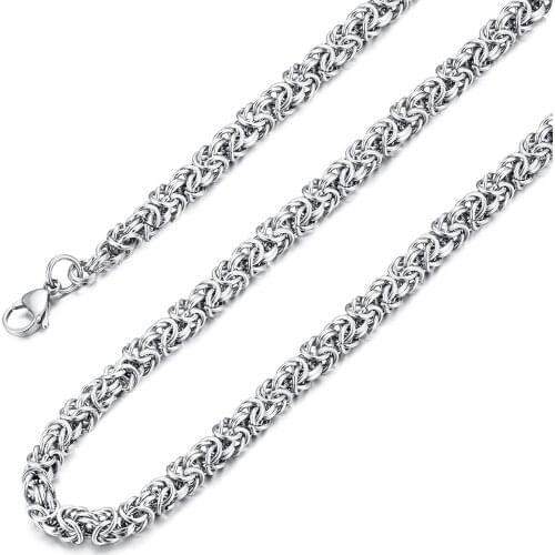 6MM 7MM 8MM Byzantine Necklace Stainless Steel Chain for Men Women Hip Hop Jewelry Gifts