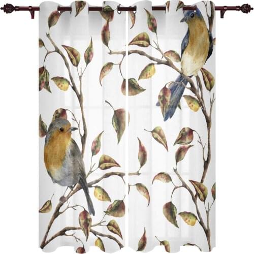 Living Room Curtains Bird Dead Branches Leaves Modern Home Decor Bathroom Kitchen Bedroom Balcony Floor Valance Curtains