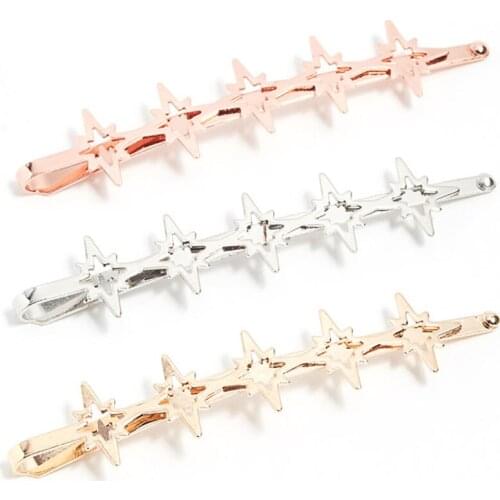 Women Simple Geometric Star Hairpin Gold Sliver Diamond Shape Hair Clip Barrette Hair Accessories
