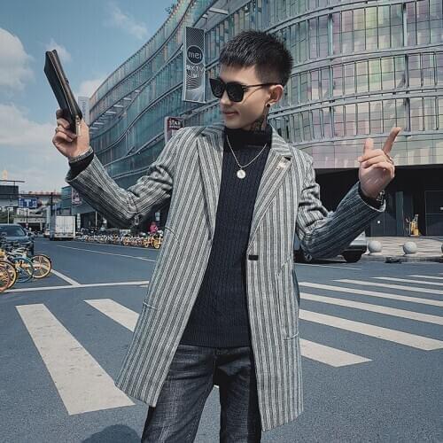 Veste Cachemir Homme Plaszcz Zimowy Meski Abrigo Hombre Autumn Winter Thickening Long Woolen Overcoat Stripe Coat Płaszcz Man