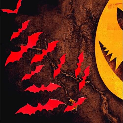 12pcs Halloween Black Bat 3D Wall Stickers Halloween Party DIY Decorative Wall Decal Halloween Horror Bats Festival Stickers