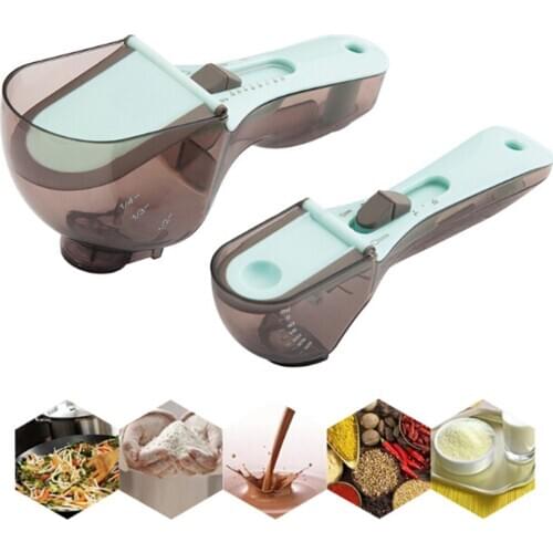 2Pcs Adjustable Measuring Spoons with Magnetic Snaps DIY Baking Cake Measuring Cups Powder Liquid Measurement Baking Tools