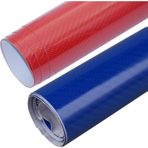 2x Car Styling 10cm X 152cm High Glossy 5D Carbon Fiber Car Wrapping Vinyl Film Motorcycle Car Stickers Accessories Red & Deep B