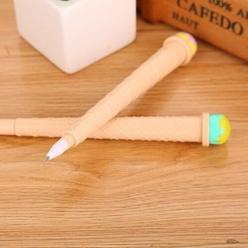20PCs Creative Learning Stationery Cone Gel Pen Summer Cool Cute Simulation Ice Cream Needle Water-Based Sign Pen