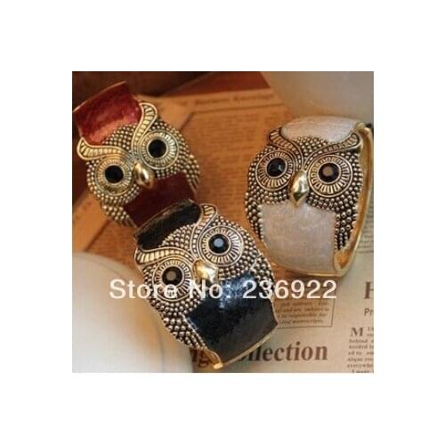 20pcs/lot Wholesale Fashion vintage punk oil owl bracelet opening women hand ring,original factory supply