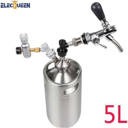 5L Stainless Steel Beer Growler Keg with Mini Keg Dispenser ,Tap Dispenser System Spear for Craft Beer