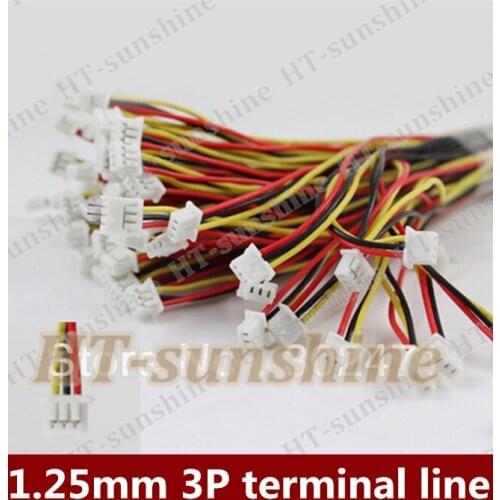 High Quality 500PCS/OT 1.25mm 3P terminal line 10CM electronic line LED power line connecting line