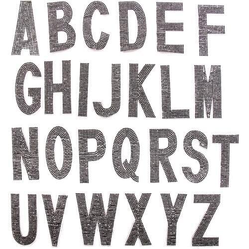 A-Z 26 English Letter 1 Sheet Colour Crystal Patches Set T Shirt Stickers Iron On Clothing Shoes Jewelry Crafts Patch