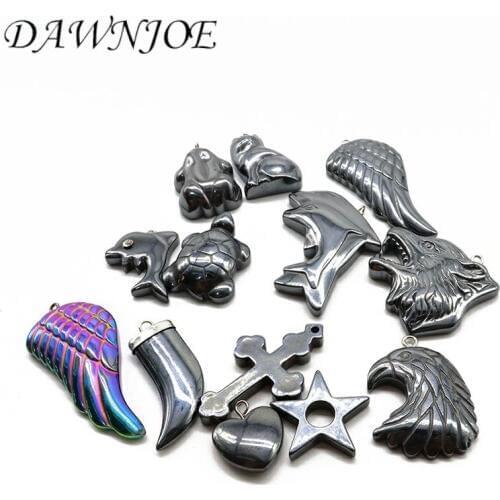 AAA Natural stone Non-Magnetic Hematite Animal Shape Pendant DIY Making Bracelet Necklace Jewelry Finding