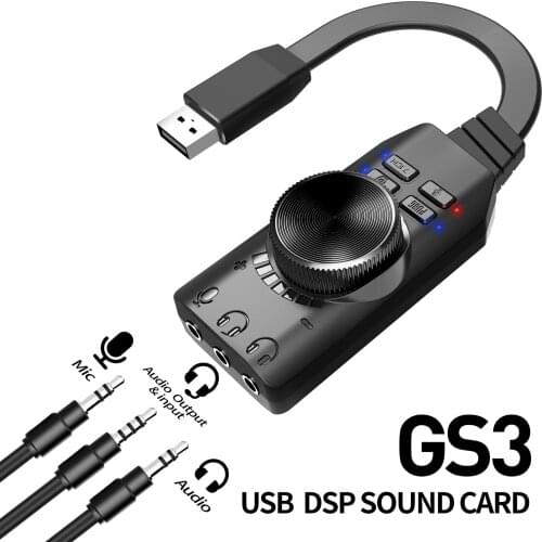 Earphone Adapter Virtual 7.1 Channel USB Sound Card External Audio Cards 3.5mm to USB Gaming Headset Speaker for PC