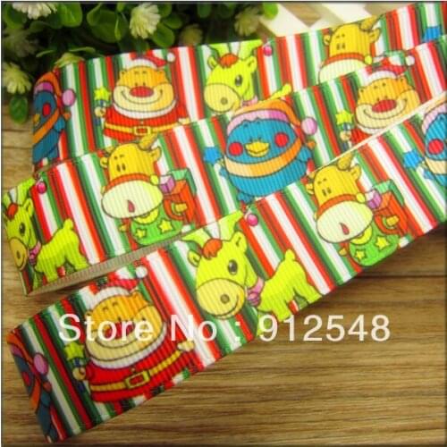 Free shipping Christmas Release 7/8'' 22mm Santa Claus printed ribbon Polyester Grosgrain ribbon gift package
