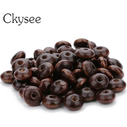 Ckysee 200Pcs/lot Spacer Beads Dark Brown Natural Wooden Beads For DIY Jewelry Making Size:about 7*12mm In Diameter, Hole:3mm