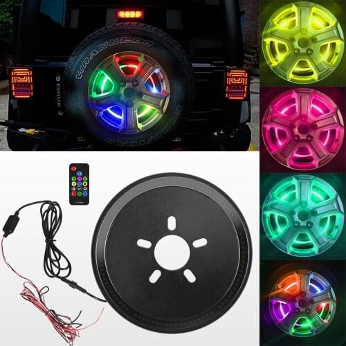 RGB Black Spare Tire Wheel Accessory Brake Light LED Ring 3rd Third Brake Light for 2007-2018 Jeep Wrangler JK